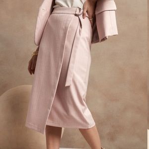 Banana Republic Herringbone belted wrap pencil skirt
